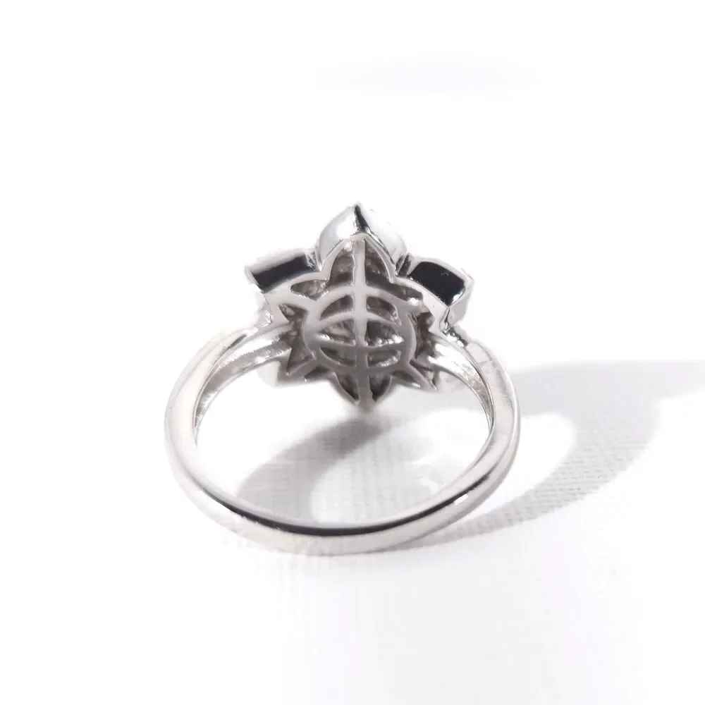 Sterling Silver Star Ring with Diamond Accents Size 6-3/4